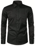 Men's Fashionable, Casual And Comfortable Business Slim Long-Sleeved Button-Down Shirt (With Pockets)