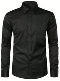 Men's Fashionable, Casual And Comfortable Business Slim Long-Sleeved Button-Down Shirt (With Pockets)