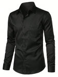 Men's Fashionable, Casual And Comfortable Business Slim Long-Sleeved Button-Down Shirt (With Pockets)