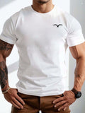 Men's Casual Bird Printed Round Neck T-Shirt, Summer