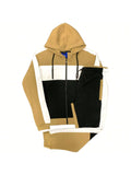 Mens' Jogger Sweatsuit 2-Piece Color Block Sweat Jacket Sweatpants Fleece Suit