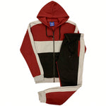 Mens' Jogger Sweatsuit 2-Piece Color Block Sweat Jacket Sweatpants Fleece Suit