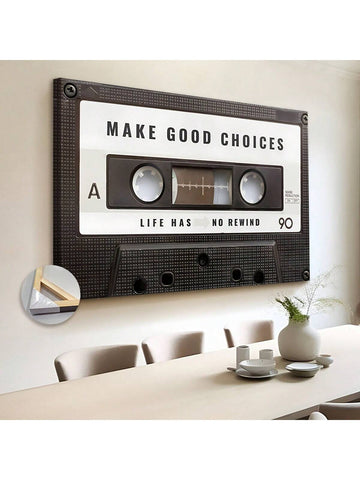 1pc Retro Tape Canvas Wall Art - Inspirational Quote, Ready To Hang, Great For Bedroom, Living Room, Home Office Decor