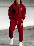 Manfinity EMRG Men's Claw Printed Kangaroo Pocket Warm Fleece Lined Hoodie And Sports Pants Set