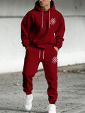 Manfinity EMRG Men's Claw Printed Kangaroo Pocket Warm Fleece Lined Hoodie And Sports Pants Set