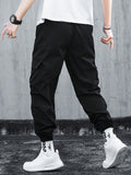 Manfinity EMRG Solid Color Drawstring Pocket Relaxed Tapered Pants