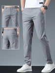 Men's Solid Color Casual Tapered Pants With Pockets