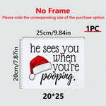 1pc Christmas Canvas Print Poster, When He Sees You Poop, Funny Canvas Wall Art, Art Wall Painting For Bathroom Wall Decor, Home Decor