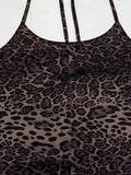 SHEIN MOOSTA Women Leopard Print Halter Neck Bodycon Fish Tail Dress