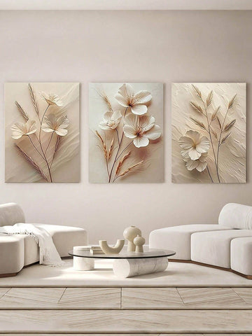 3pcs Minimalist Style Poster, European Style Wall Art, Flowers Wall Decor, Modern Poster - MapleCo