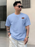 DAZY DAZY Men Stylish Solid Color Printed Label Adhesive Summer Short Sleeve T-Shirt