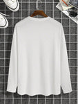 Men's Casual Letter Print Round Neck Long Sleeve T-Shirt,Graphic Tee