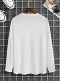 Men's Casual Letter Print Round Neck Long Sleeve T-Shirt,Graphic Tee