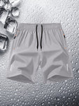 3pcs Men's Sport Shorts Set, Summer, Plus Size, Thin Ice Silk Quick-Dry Shorts, Fashionable Casual Running Fitness Youth Beach Pants