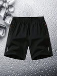 3pcs Men's Sport Shorts Set, Summer, Plus Size, Thin Ice Silk Quick-Dry Shorts, Fashionable Casual Running Fitness Youth Beach Pants