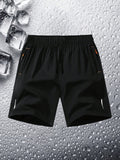 3pcs Men's Sport Shorts Set, Summer, Plus Size, Thin Ice Silk Quick-Dry Shorts, Fashionable Casual Running Fitness Youth Beach Pants