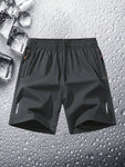 3pcs Men's Sport Shorts Set, Summer, Plus Size, Thin Ice Silk Quick-Dry Shorts, Fashionable Casual Running Fitness Youth Beach Pants