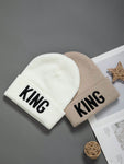 2pcs Unisex Embroidered Knitted Hat Letter King Winter Warm Woolen Hat A Stylish Hat That Goes With Everything