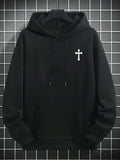 Minimalist Men's Cross Print Casual Hoodie Sweatshirt | Perfect Pairing For A Fresh And Simple Look