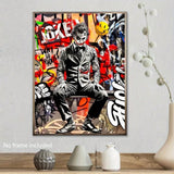 1pc Unframed Graffiti Throne Canvas Art Print - Edgy Pop Culture Icon, Abstract Oil Painting For Living Room, Bedroom, Cafe Decor - Frameless Wall Art Poster Framed Canvas Wall Art Canvas Wall Art