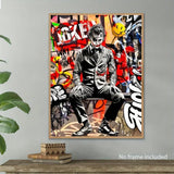 1pc Unframed Graffiti Throne Canvas Art Print - Edgy Pop Culture Icon, Abstract Oil Painting For Living Room, Bedroom, Cafe Decor - Frameless Wall Art Poster Framed Canvas Wall Art Canvas Wall Art