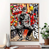 1pc Unframed Graffiti Throne Canvas Art Print - Edgy Pop Culture Icon, Abstract Oil Painting For Living Room, Bedroom, Cafe Decor - Frameless Wall Art Poster Framed Canvas Wall Art Canvas Wall Art