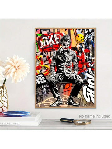 1pc Unframed Graffiti Throne Canvas Art Print - Edgy Pop Culture Icon, Abstract Oil Painting For Living Room, Bedroom, Cafe Decor - Frameless Wall Art Poster Framed Canvas Wall Art Canvas Wall Art