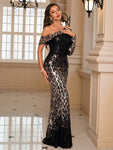 UNITHORSE One Shoulder Sequin Prom Dress Elegant Long Sleeve Formal Evening Wedding Guest Gown, For Graduation, Dinner