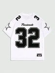 ROMWE Prep Men's Summer Casual Letter Print Crew Neck Short Sleeve Jersey T-Shirt,Graphic Tee