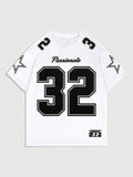 ROMWE Prep Men's Summer Casual Letter Print Crew Neck Short Sleeve Jersey T-Shirt,Graphic Tee