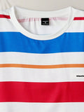 Manfinity UrbanChill Men Colorblock Striped Print Knit Casual Short Sleeve T-Shirt - MapleCo