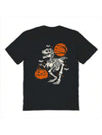 Nearly There Skeleton Dinosaur Halloween Fall Halloween Unisex Graphic Cotton Short-Sleeve T-Shirt