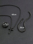 3pcs Men's  Jewelry Three-Piece Set, Cross Necklace, Bracelet, Cross Ring, Suitable For Daily Decorative Wear