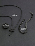 3pcs Men's  Jewelry Three-Piece Set, Cross Necklace, Bracelet, Cross Ring, Suitable For Daily Decorative Wear