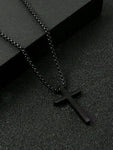 3pcs Men's  Jewelry Three-Piece Set, Cross Necklace, Bracelet, Cross Ring, Suitable For Daily Decorative Wear