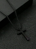 3pcs Men's  Jewelry Three-Piece Set, Cross Necklace, Bracelet, Cross Ring, Suitable For Daily Decorative Wear