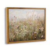 Framed Oil Painting - Landscape Theme, Meadow Wildflowers Daisy Artwork, Classic Living Room Bedroom Wall Decor, Elegant Corridor Study Canvas Art Print, Ideal Gift, 1 PC Ready To Hang