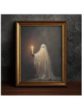 1pc Vertical Art Deco Style Square Ghost Candlelight Canvas Poster, Unframed Spooky Halloween Night Wall Art, Home Living Room Balcony Party Decor (No Frame)