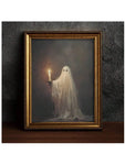 1pc Vertical Art Deco Style Square Ghost Candlelight Canvas Poster, Unframed Spooky Halloween Night Wall Art, Home Living Room Balcony Party Decor (No Frame)