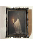 1pc Vertical Art Deco Style Square Ghost Candlelight Canvas Poster, Unframed Spooky Halloween Night Wall Art, Home Living Room Balcony Party Decor (No Frame)