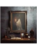 1pc Vertical Art Deco Style Square Ghost Candlelight Canvas Poster, Unframed Spooky Halloween Night Wall Art, Home Living Room Balcony Party Decor (No Frame)