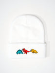 1pc Knitted Cap With Embroidered 3 Dinosaurs Design, Outdoor Warm Casual Winter Hat For Everyday Commute