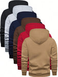 6 Piece Set Men's Basic Hoodies, Casual Sports Fashion, Drawstring, Kangaroo Pocket, Long Sleeve Sweatshirts