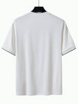 Men's Casual Colorblock Trim Letter Printed T-Shirt, Summer - MapleCo