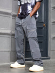 Manfinity Streetrush Men's Casual Solid Color Straight Leg Cargo Pants