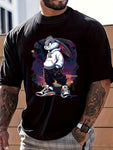 Men's Fashion Domineering Rabbit Print Round Neck Short Sleeve Daily Casual Popular T-Shirt