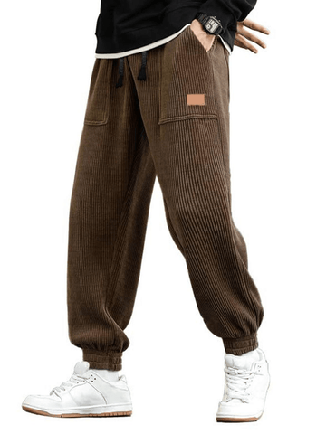 Men's Casual Cargo Pants Drawstring Elastic Waist Loose Tapered Sweatpants With Pockets