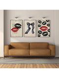 Set Of 3 Black And Red Lips Prints Canvas Paintings Dark Coquette Wall Art Black Bow Retro Trendy Home Decor Coquette Aesthetic Room Decor Unframed