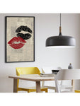 Set Of 3 Black And Red Lips Prints Canvas Paintings Dark Coquette Wall Art Black Bow Retro Trendy Home Decor Coquette Aesthetic Room Decor Unframed