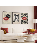 Set Of 3 Black And Red Lips Prints Canvas Paintings Dark Coquette Wall Art Black Bow Retro Trendy Home Decor Coquette Aesthetic Room Decor Unframed